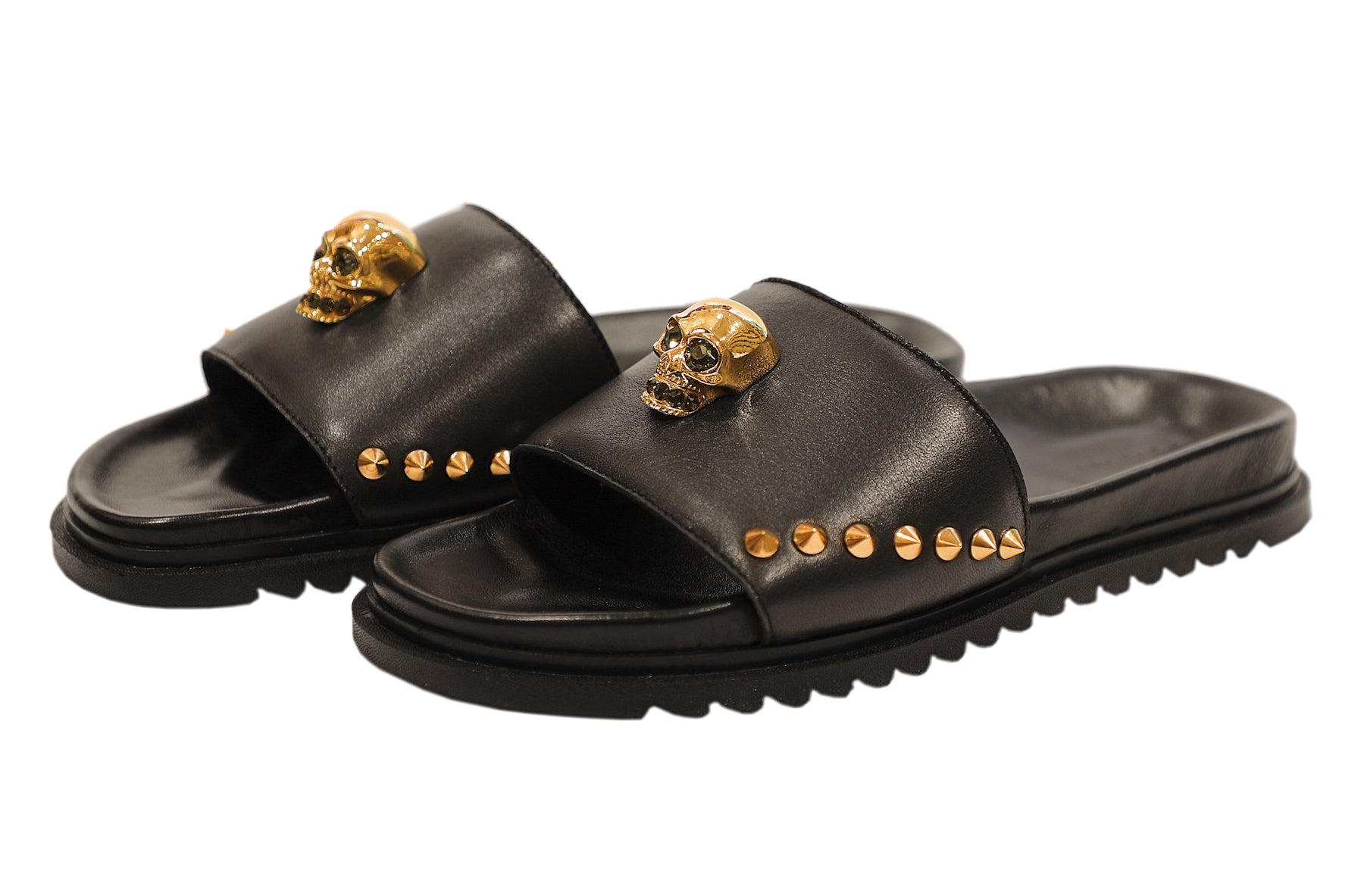 Studded discount black slides