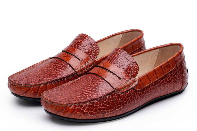 CROCO TAN LOAFERS